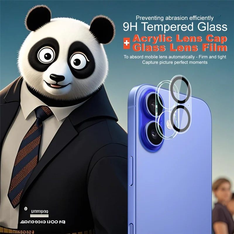 IMAK Protector de Lente de Cristal Templado para Cámara de iPhone 17 con Tapa de Lente Acrílica (Diseño de Círculo Negro)