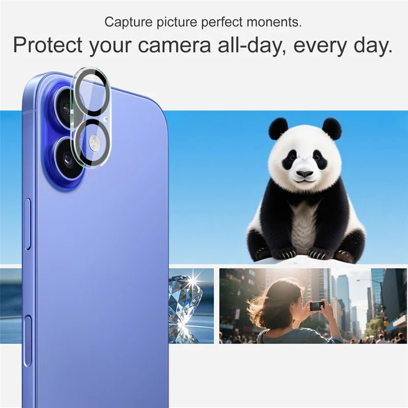 IMAK Protector de Lente de Cristal Templado para Cámara de iPhone 17 con Tapa de Lente Acrílica (Diseño de Círculo Negro)