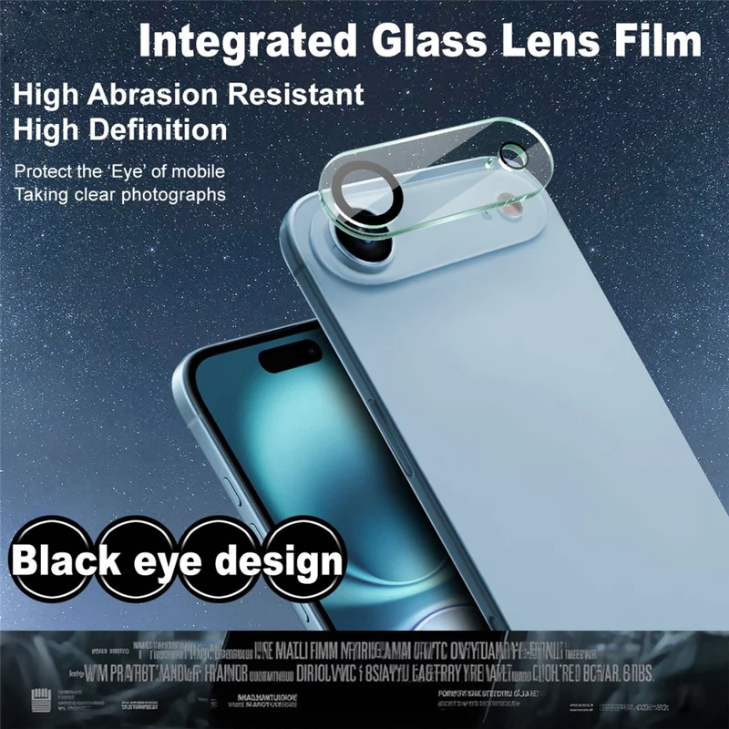 IMAK For iPhone 17 Air Tempered Glass Camera Lens Protector Acrylic Lens Cap (Black Circle Design)