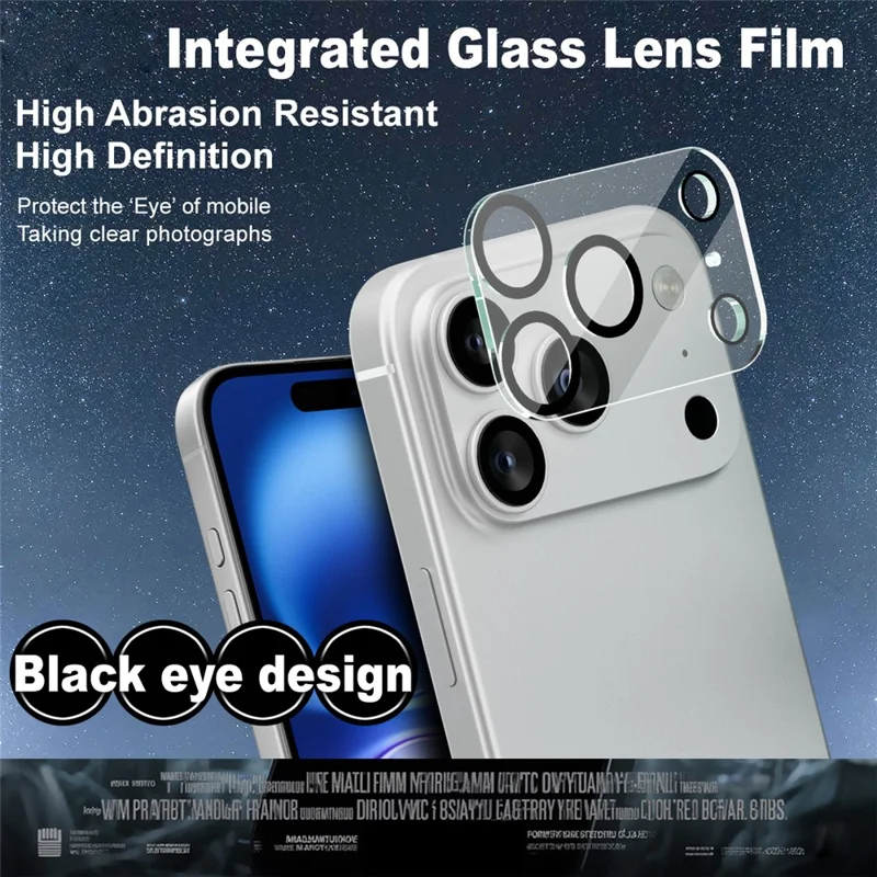 IMAK Para iPhone 17 Pro Max Protetor de Lente de Vidro Temperado Capa de Lente Acrílica (Design de Círculo Preto)