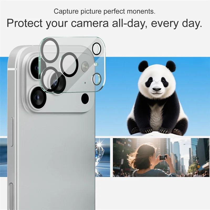 IMAK Para iPhone 17 Pro Max Protetor de Lente de Vidro Temperado Capa de Lente Acrílica (Design de Círculo Preto)