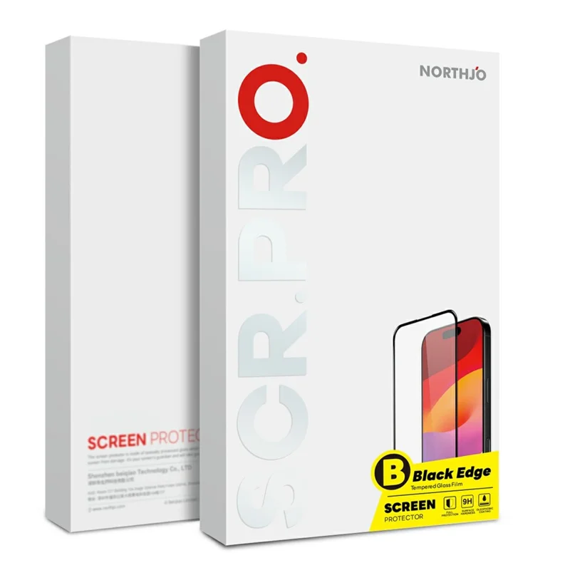 NORTHJO 2 Pezzi Protettore Schermo A+ per iPhone 17 Pro Max 0,3 mm 2,5D Vetro in Alluminio-Silicio ad Alta Stampa Serigrafica