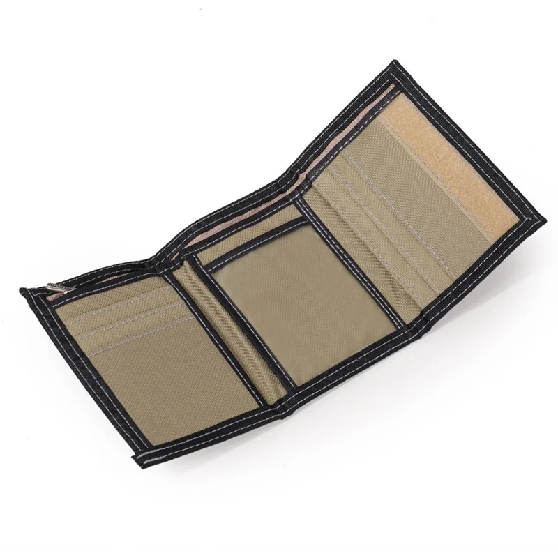 JEMINAL 1103# Portefeuille en toile pour hommes Étudiants Pochette à main Tendance Mode Porte-monnaie avec poche extérieure pour monnaie - Kaki