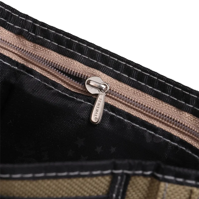 JEMINAL 1103# Portefeuille en toile pour hommes Étudiants Pochette à main Tendance Mode Porte-monnaie avec poche extérieure pour monnaie - Kaki