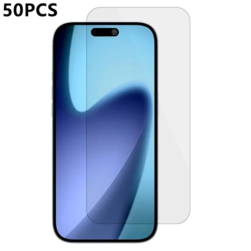 50 Pièces / Pack Protection d'écran en Verre Trempé HD Bords Arrondis pour iPhone 17