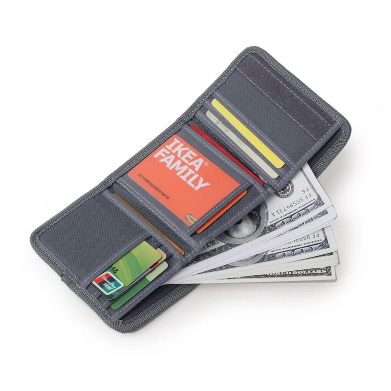 JEMINAL 21509 Nylon Wallet for Men Classic Casual Bifold Purse Student Sporty Money Clip - Dark Grey