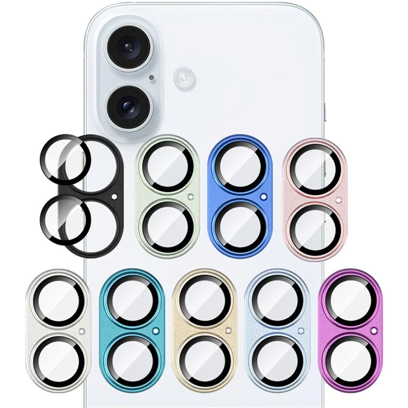 IMAK For iPhone 17 Camera Lens Film Metal Lens Cap + Tempered Glass Lens Protector - Black