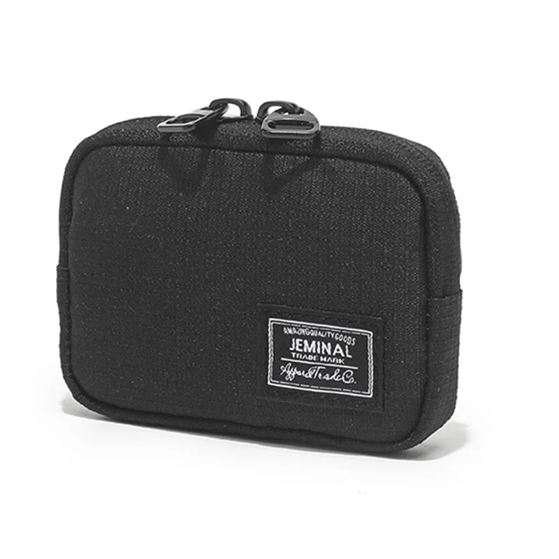 JEMINAL 2326# Mini Key Coin Purse Wallet with Lanyard Strap Portable Keychain Pouch - Black