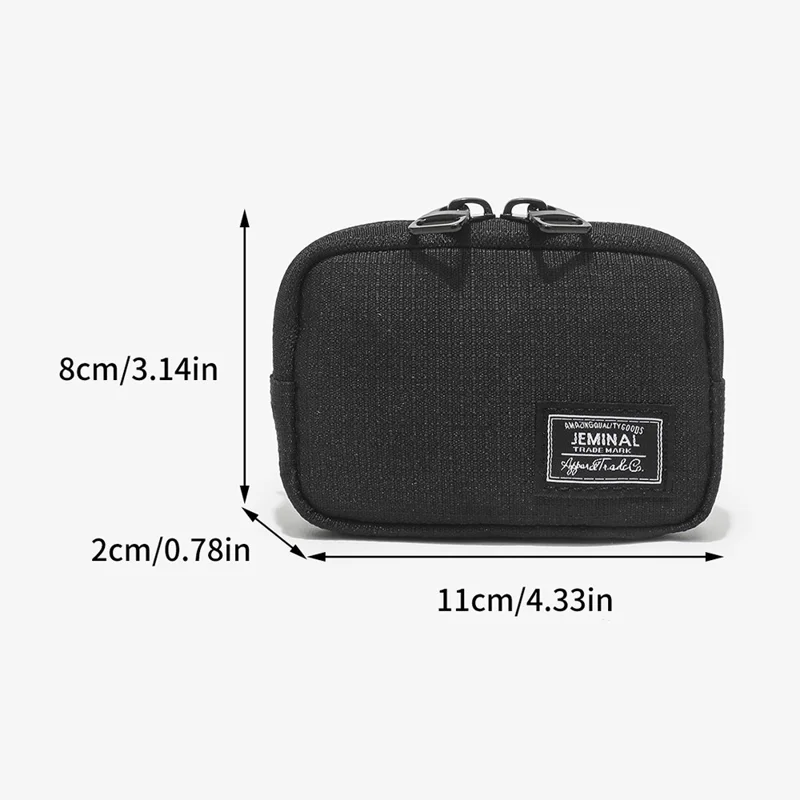 JEMINAL 2326# Mini Key Coin Purse Wallet with Lanyard Strap Portable Keychain Pouch - Black