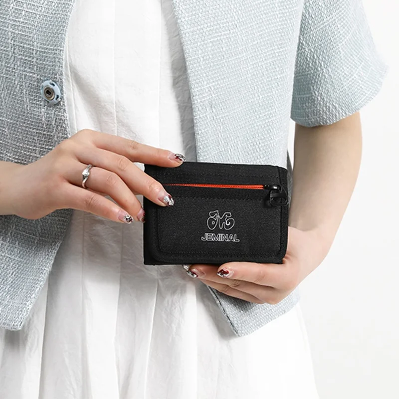 JEMINAL 2401# Folding Pocket Wallet Casual Sports Purse for Men  /  Women  /  Students - Black