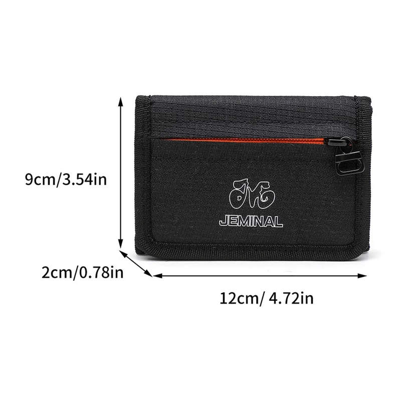 JEMINAL 2401# Folding Pocket Wallet Casual Sports Purse for Men  /  Women  /  Students - Black