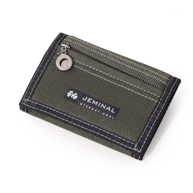 JEMINAL 1303# Classic Zippered Coin Purse Wallet for Students Minimalist Design - Green