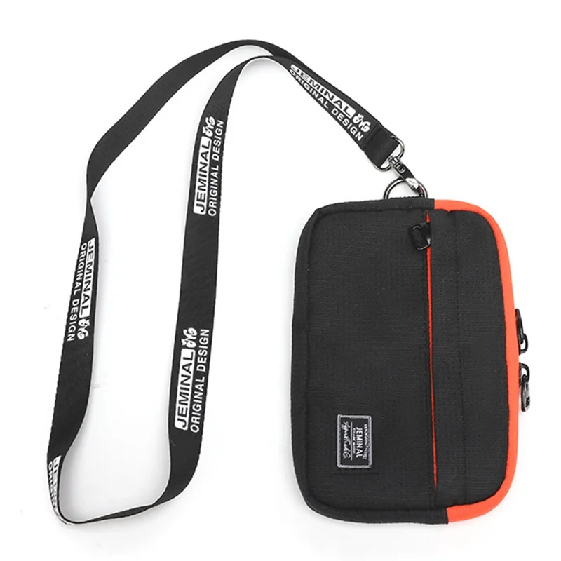 JEMINAL 2327# Multi-Function Phone Bag ID Card Holder Coin Purse Key Organizer with Lanyard - Black