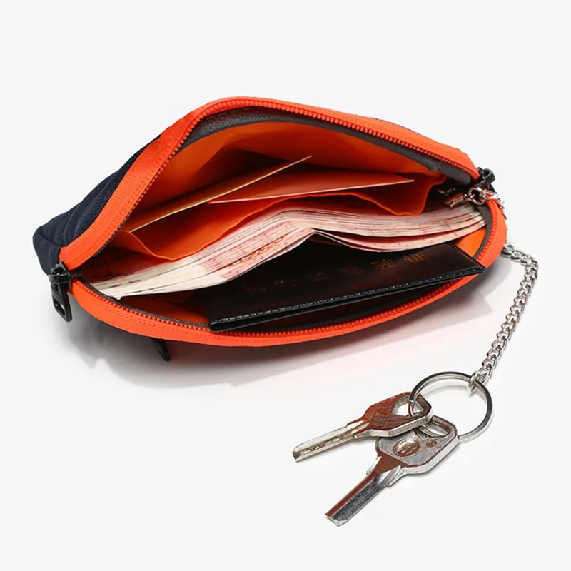 JEMINAL 2327# Multi-Function Phone Bag ID Card Holder Coin Purse Key Organizer with Lanyard - Black