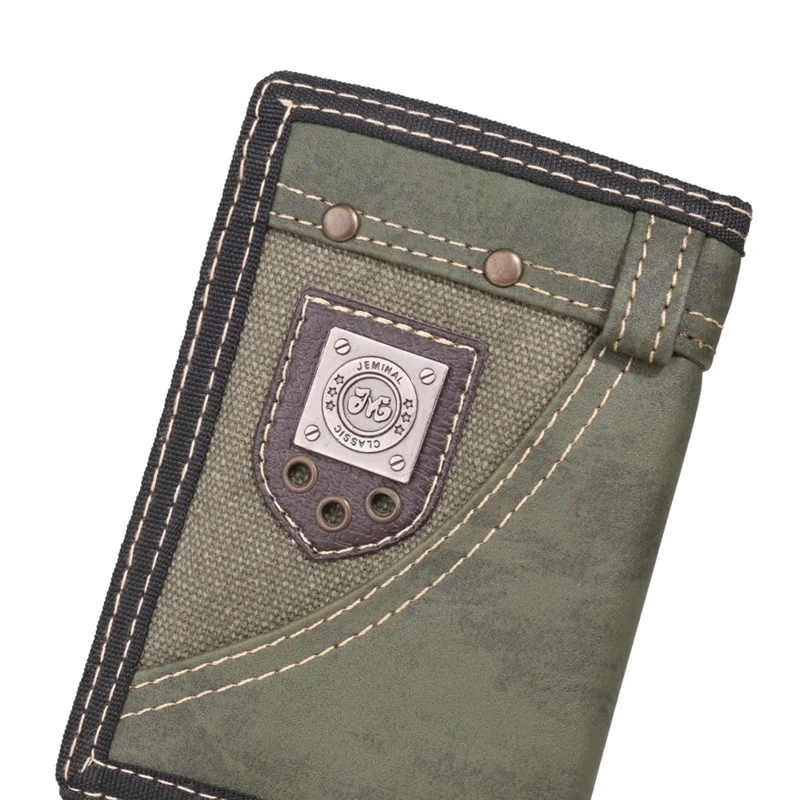JEMINAL 611# Carteira Portátil para Homens Estudantes Esportiva Casual Slim Bifold - Verde Militar