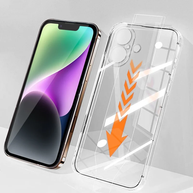 RURIHAI pour Coque iPhone 14 Plus Transparente en TPU avec Installation Facile et Film de Verre Aluminium-Silicium de Haute Qualité