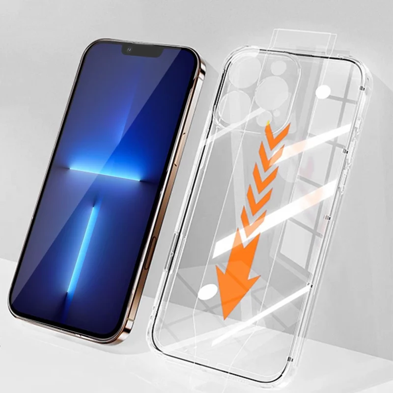 RURIHAI Per Cover Trasparente iPhone 13 Pro Max in TPU con Installazione Facile e Pellicola in Vetro di Alluminio-Silicio di Alta Qualità