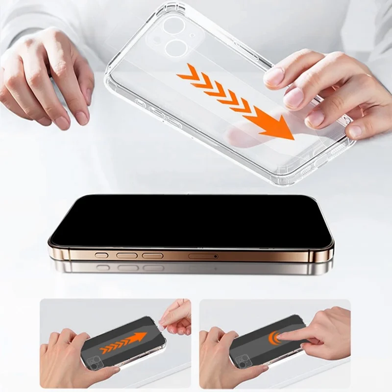 RURIHAI Pour Étui iPhone 12 Pro Transparent TPU Housse de Protection avec Installation Facile et Film Haute en Verre d'Aluminium-Silicone