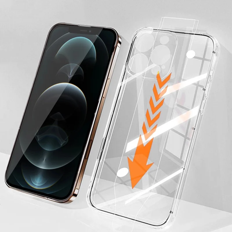 RURIHAI Funda Transparente de TPU para iPhone 12 Pro Max con Instalación Fácil y Película de Vidrio de Aluminio-Silicio de Alta Calidad