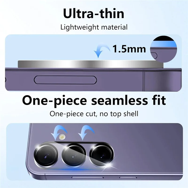 For Samsung Galaxy S25 Camera Lens Protector Black Ring Silk Printing Tempered Glass Acrylic Lens Film
