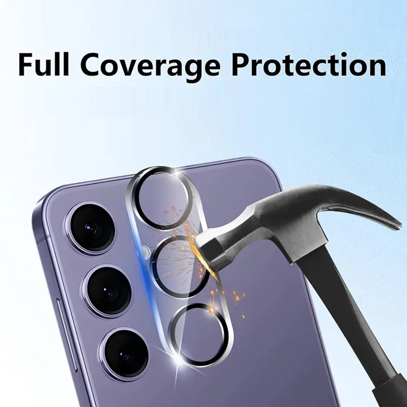For Samsung Galaxy S25+ Camera Lens Protector Black Ring Silk Printing Tempered Glass Acrylic Lens Film