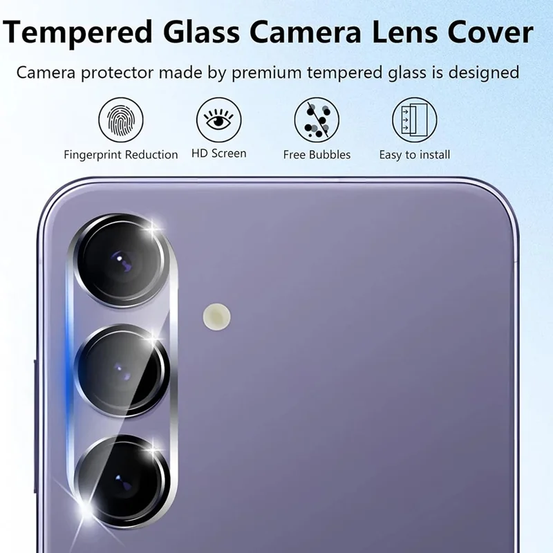 For Samsung Galaxy S25+ Camera Lens Protector Black Ring Silk Printing Tempered Glass Acrylic Lens Film