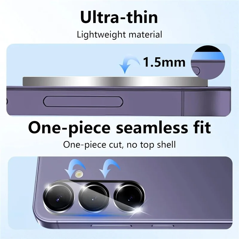 For Samsung Galaxy S24 Camera Lens Protector Black Ring Silk Printing Tempered Glass Acrylic Lens Film