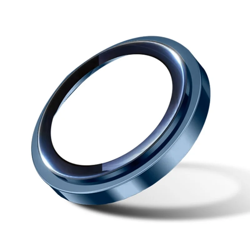 RURIHAI For iPhone 17 Pro Camera Lens Protector Tempered Glass Metal Ring Lens Film - Navy Blue
