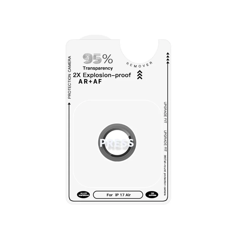 RURIHAI For iPhone 17 Air Camera Lens Protector Tempered Glass Metal Ring Lens Film - Titanium Grey