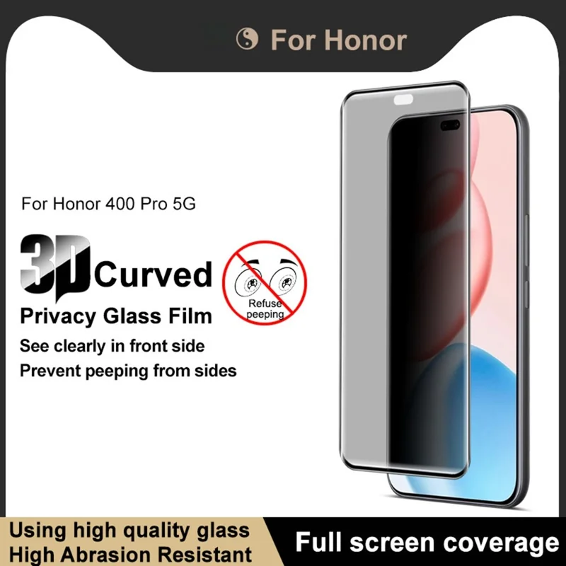 IMAK For Honor 400 Pro 5G (Global) Anti Spy Screen Protector Full Cover Tempered Glass Film