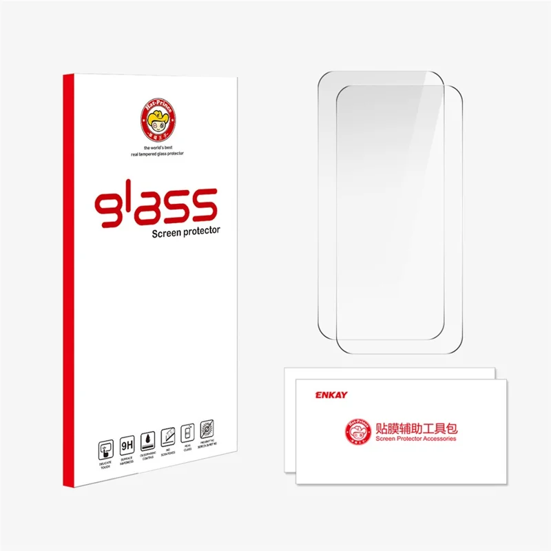 ENKAY HAT PRÍNCIPE 2 Unidades Para iPhone 17 Pro Max Protector de pantalla Adhesivo grueso Bordes en arco de 9H Película de vidrio de aluminio-silicio de alta calidad