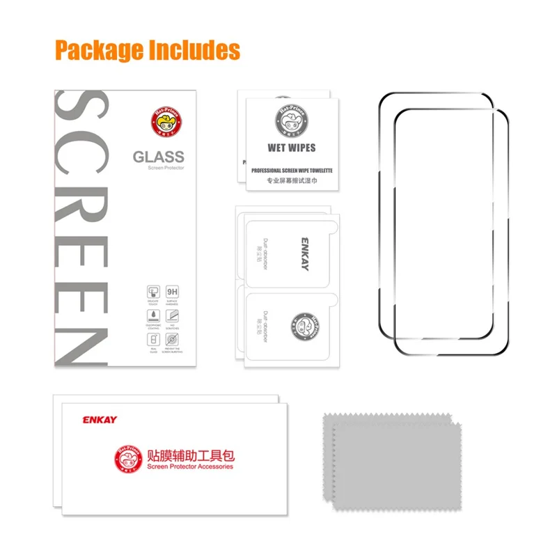 ENKAY HAT PRINCE 2Pcs For iPhone Air Screen Protector Thick Adhesive 0.26mm 2.5D High Aluminium-Silicon Glass Film