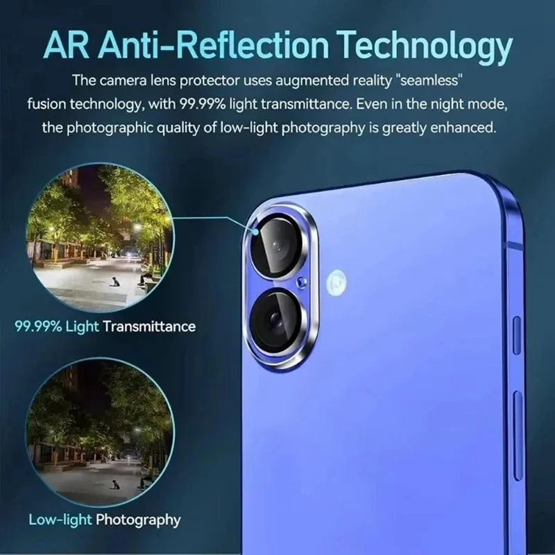 For iPhone 16 Camera Lens Protector Black Ring Silk Printing Tempered Glass Acrylic Lens Film