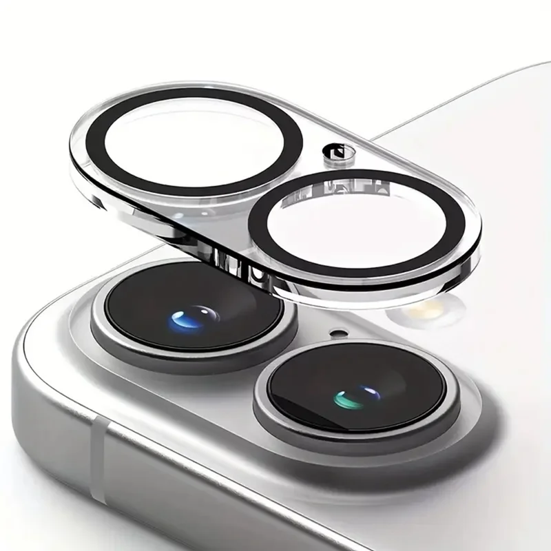 For iPhone 16 Plus Camera Lens Protector Black Ring Silk Printing Tempered Glass Acrylic Lens Film