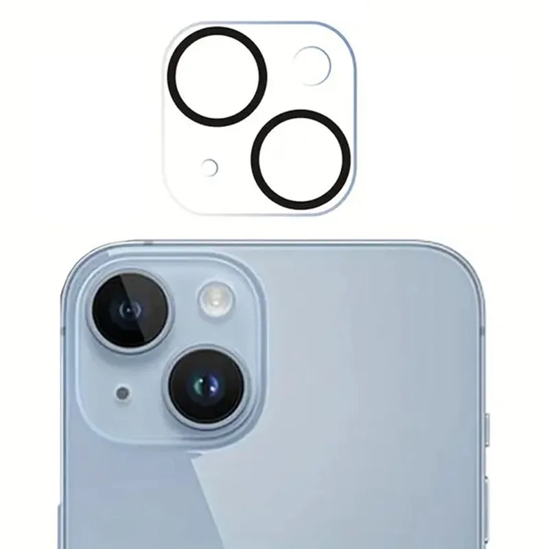 For iPhone 15 / 15 Plus Camera Lens Protector Black Ring Silk Printing Tempered Glass Acrylic Lens Film