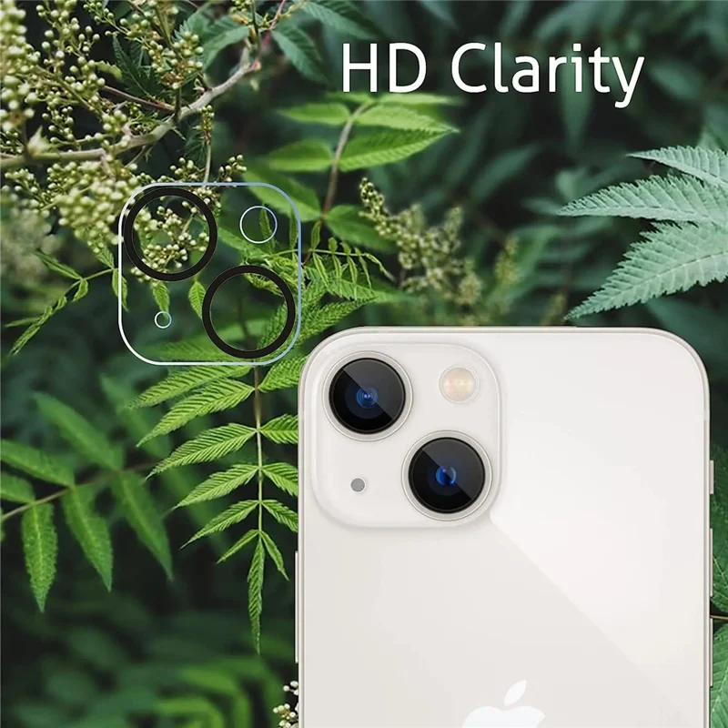 For iPhone 15 / 15 Plus Camera Lens Protector Black Ring Silk Printing Tempered Glass Acrylic Lens Film