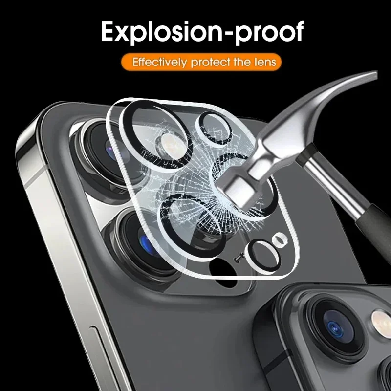 For iPhone 14 Pro / 14 Pro Max Camera Lens Protector Black Ring Silk Printing Tempered Glass Acrylic Lens Film