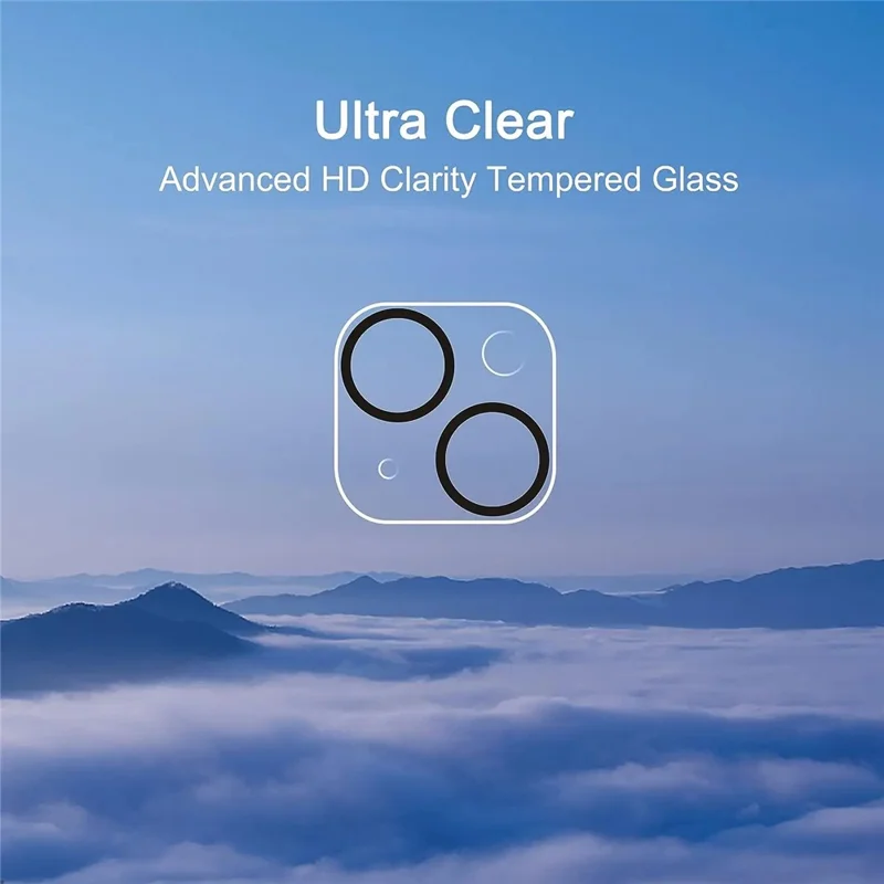 For iPhone 13 / 13 mini Camera Lens Protector Black Ring Silk Printing Tempered Glass Acrylic Lens Film