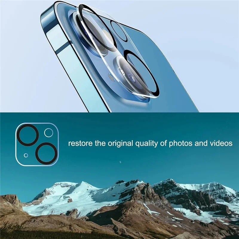 For iPhone 13 / 13 mini Camera Lens Protector Black Ring Silk Printing Tempered Glass Acrylic Lens Film