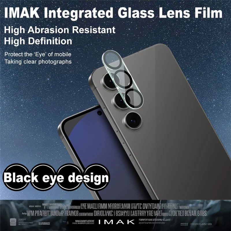 IMAK For Samsung Galaxy S25 FE Tempered Glass Camera Lens Protector Acrylic Lens Cap (Black Circle Design)