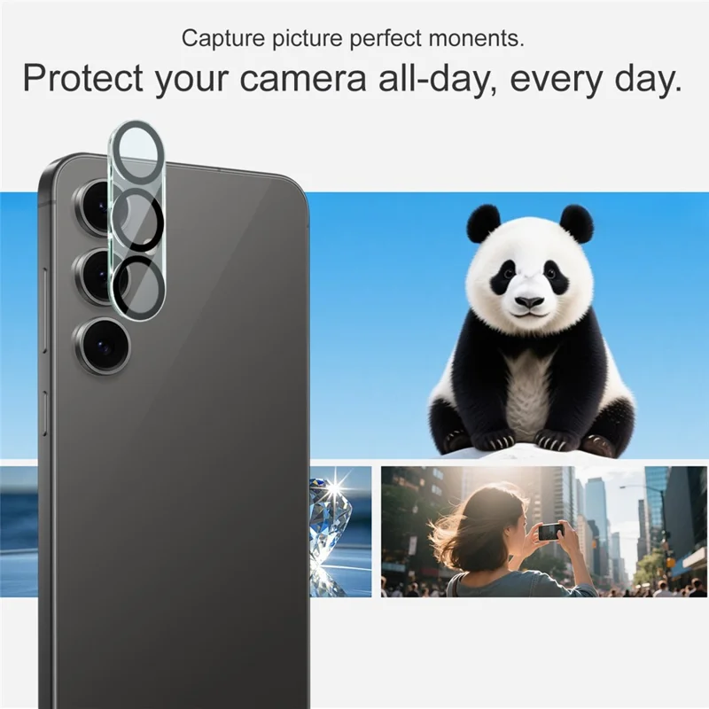 IMAK For Samsung Galaxy S25 FE Tempered Glass Camera Lens Protector Acrylic Lens Cap (Black Circle Design)