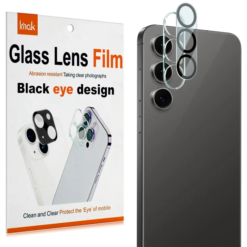 IMAK For Samsung Galaxy S25 FE Tempered Glass Camera Lens Protector Acrylic Lens Cap (Black Circle Design)