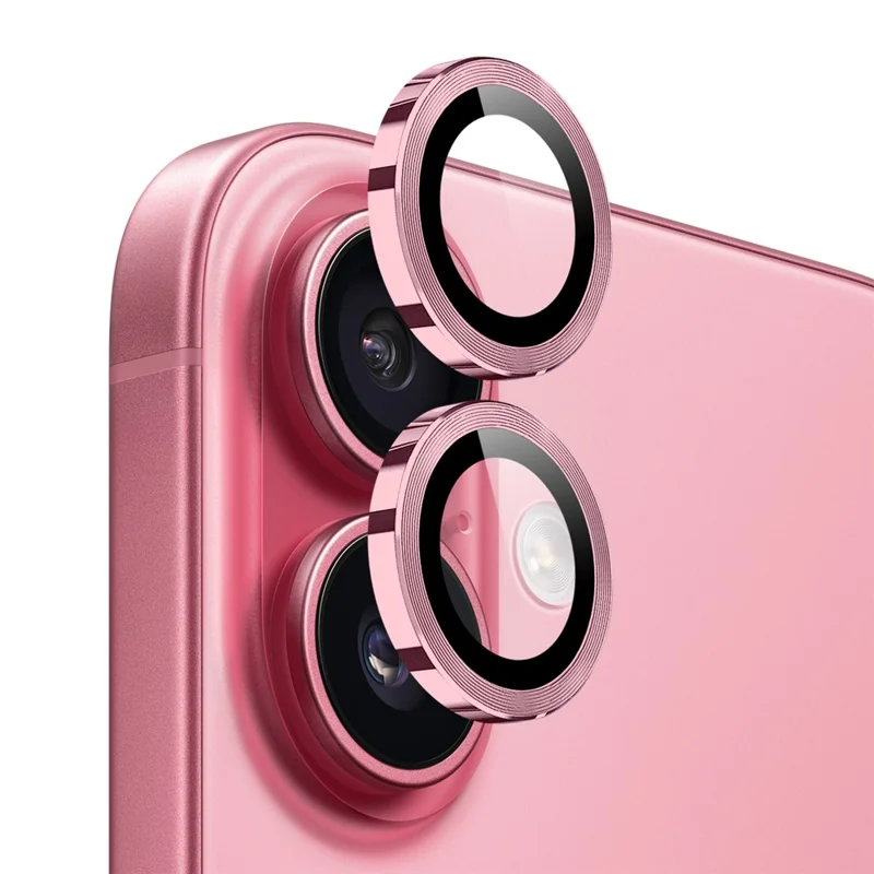 NORTHJO 1 Conjunto de Película de Vidro Temperado para Lente de Câmera de iPhone 17 com Anel de Metal em Veias de CD - Rosa