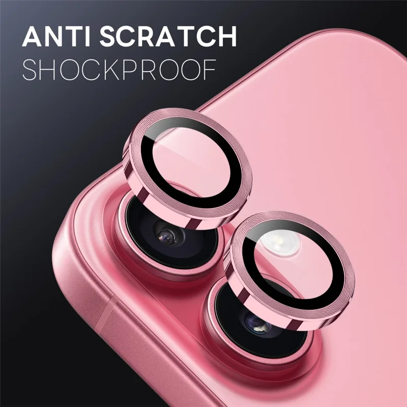 NORTHJO 1 Conjunto de Película de Vidro Temperado para Lente de Câmera de iPhone 17 com Anel de Metal em Veias de CD - Rosa