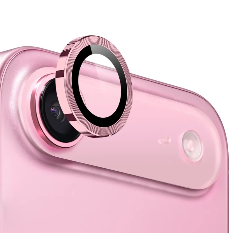 NORTHJO For iPhone 17 Air Tempered Glass Camera Lens Film CD Veins Metal Ring Lens Guard - Pink