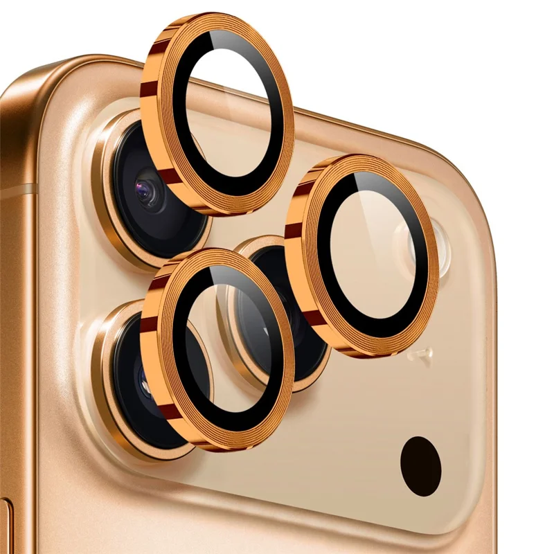 NORTHJO 1 Set For iPhone 17 Pro Max / 17 Pro Tempered Glass Camera Lens Film CD Veins Metal Ring Lens Guard - Orange