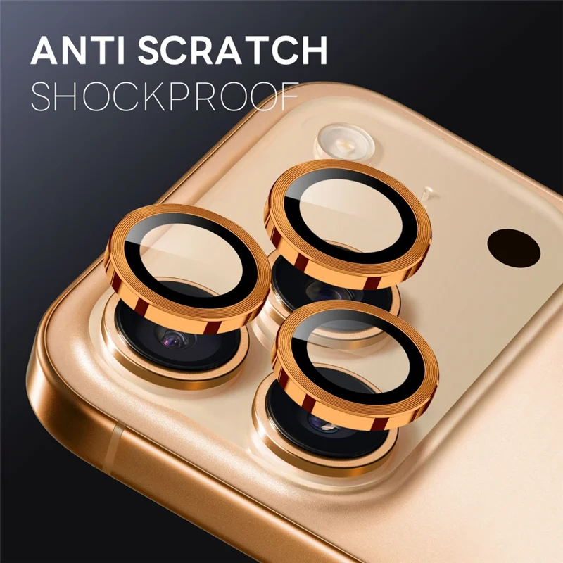 NORTHJO 1 Set For iPhone 17 Pro Max / 17 Pro Tempered Glass Camera Lens Film CD Veins Metal Ring Lens Guard - Orange