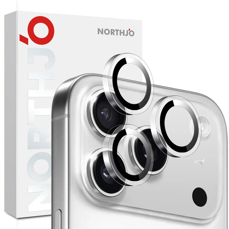 NORTHJO 1Set Clear Lens Film for iPhone 17 Pro Max / 17 Pro Camera Lens Protector Tempered Glass Metal Ring Guard