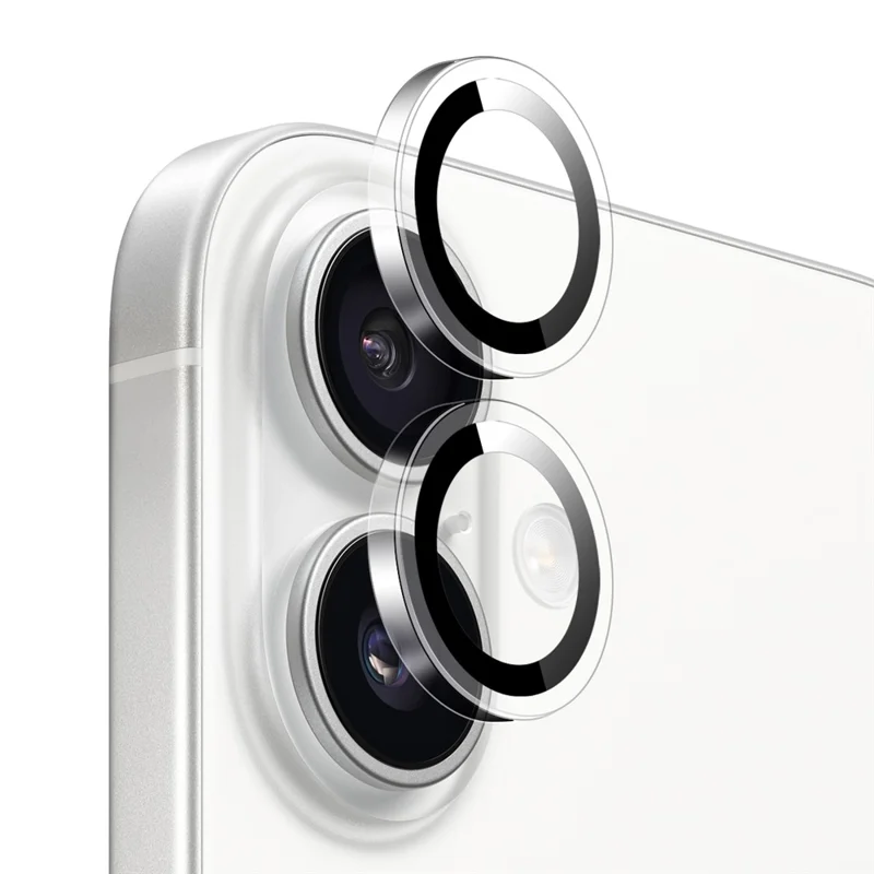 NORTHJO 1Set Clear Lens Film for iPhone 16 / 16 Plus Camera Lens Protector Tempered Glass Metal Ring Guard