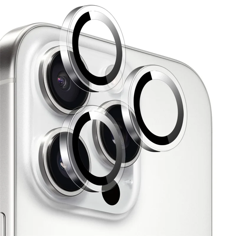 NORTHJO 1Set Clear Lens Film for iPhone 16 Pro / 16 Pro Max Camera Lens Protector Tempered Glass Metal Ring Guard